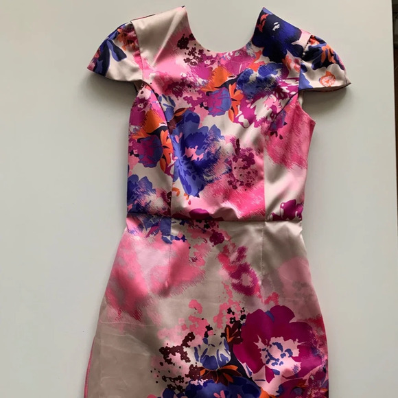 NWT H&M Fashion Star Structured Floral Print Dress w/ Cap Sleeves Size 4 - Picture 1 of 14
